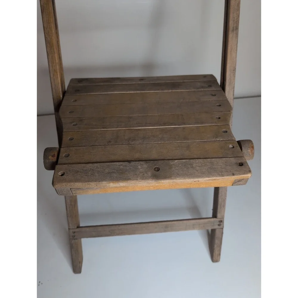 Antique Vintage Slat Wood Folding Chair Snyder Chair Co. USA